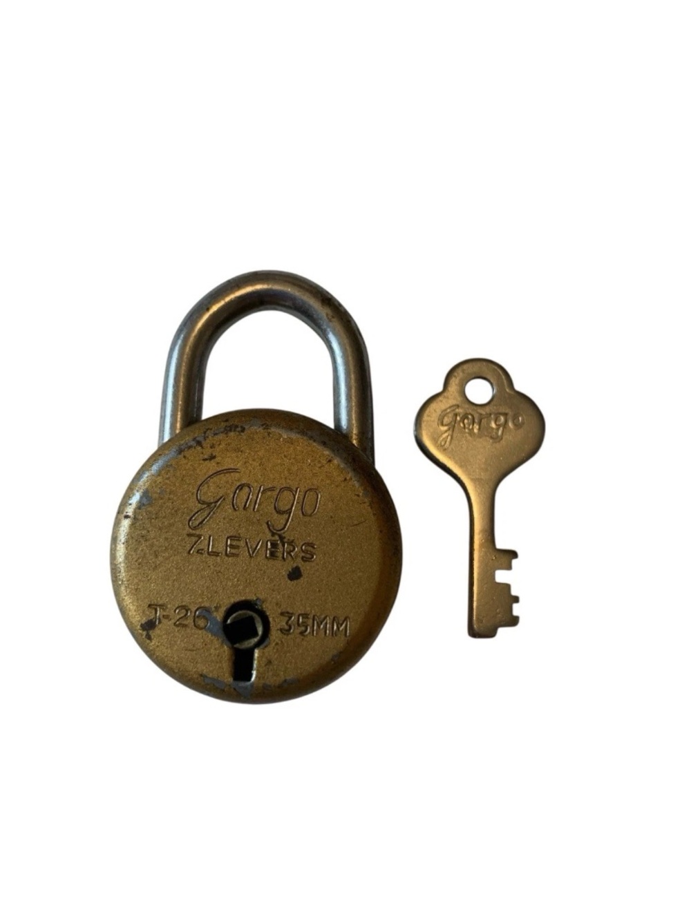 Gorgo Locking 7 levers w/Key Padlock Gold Brass Lock T-26' 35MM